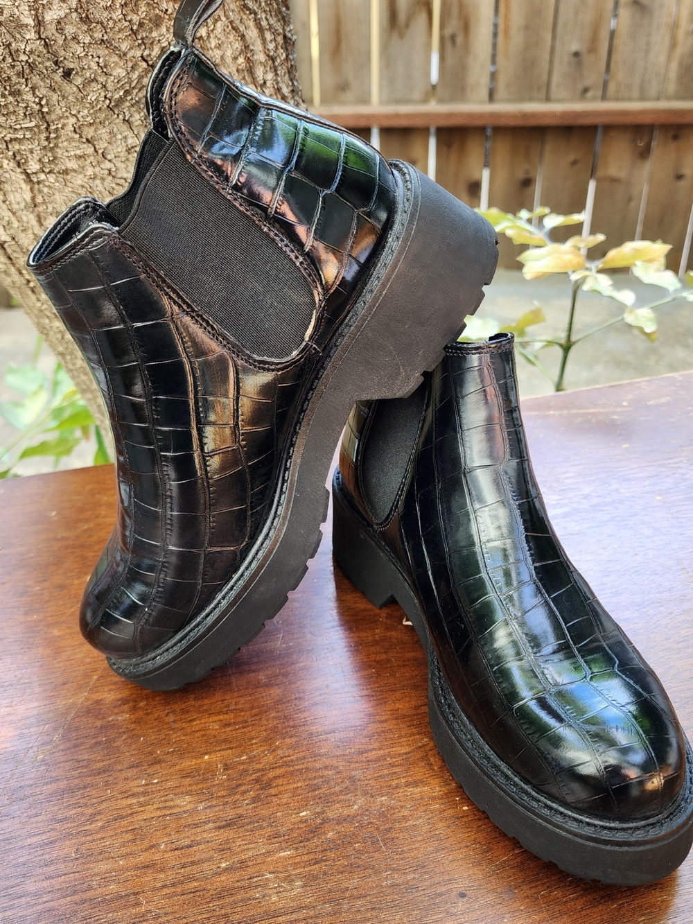 Andrea Fenzi Black Croc Embossed Chelsea Boots Chunky Platform Lug Sole Ankle 6